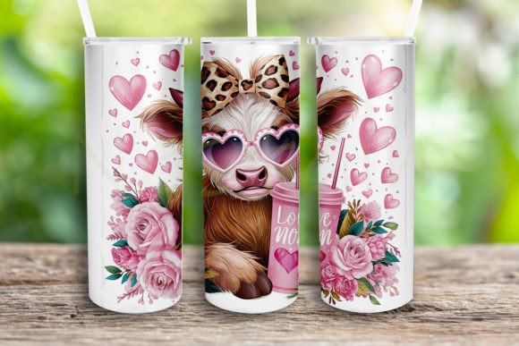 Love Mom Highland Cow Tumbler Wrap PNG Review for Real Embroidery Projects